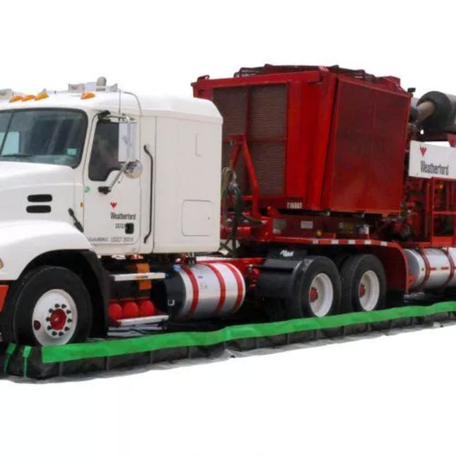 An 18 wheeler inside an Ultra-Containment Berm Ultimate Model