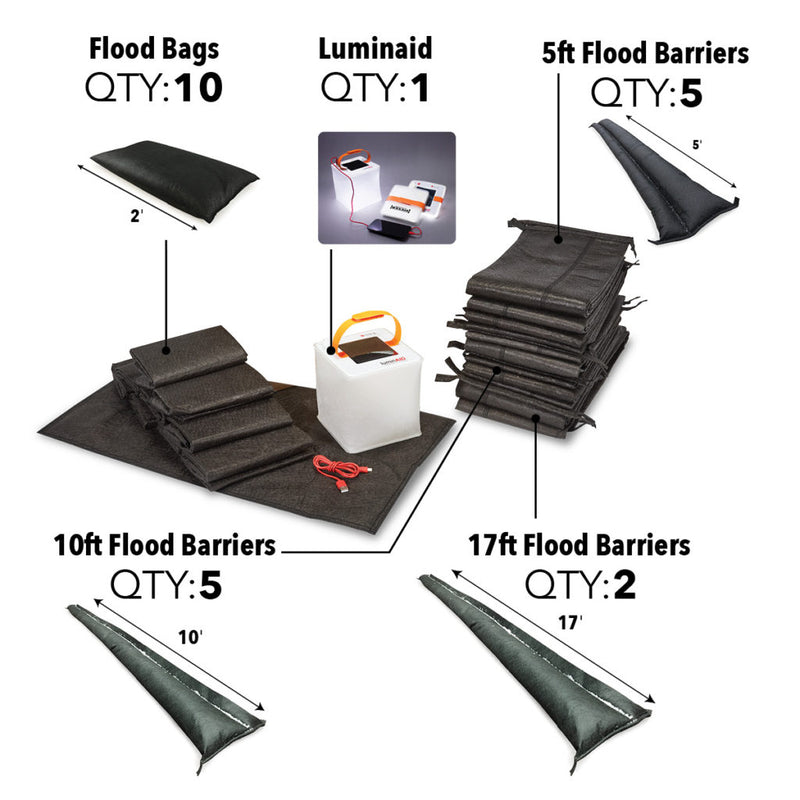 Emergency Flood Kit with FREE Solar Lantern Charger - Consolidated Containment